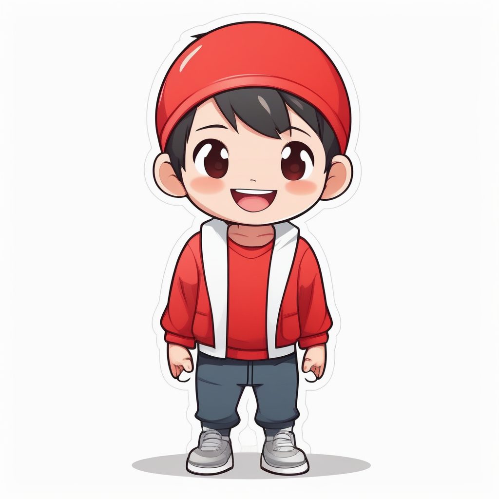极简Q版红头巾可爱男孩卡通风
