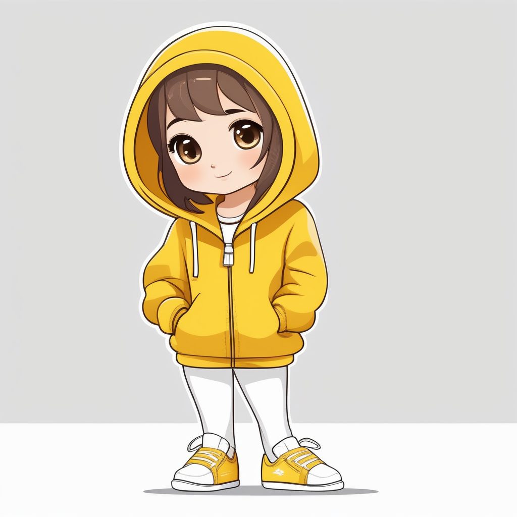 极简Q版黄色连帽衫少女