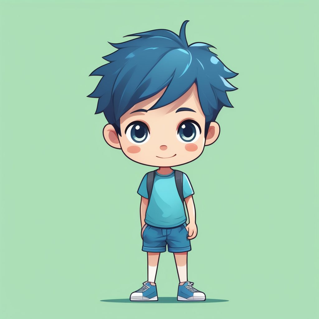 极简Q版活力短裤男孩全身卡通照