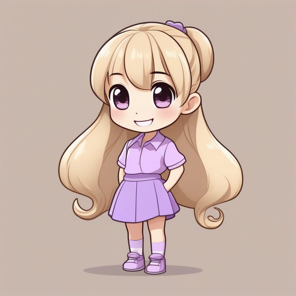 极简Q版金发马尾女孩可爱主题