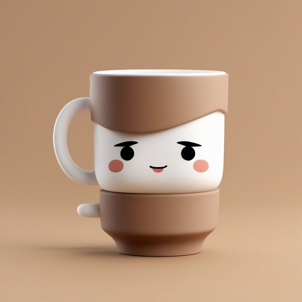 极简Q版咖啡杯:3D粘土化全身,冒热气特效 1 极简Q版咖啡杯:3D粘土化全身,冒热气特效