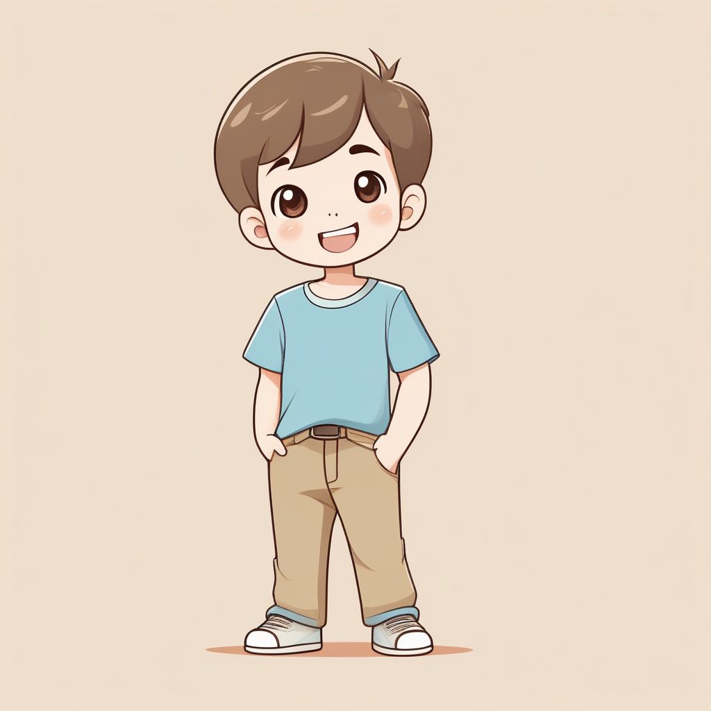 极简Q版卡其裤男孩阳光天真