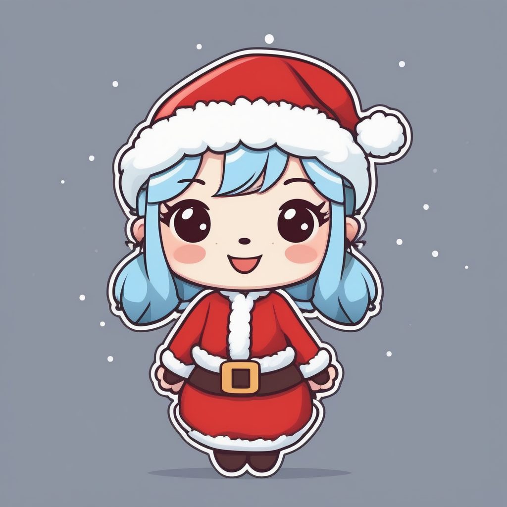 极简Q版卡哇伊圣诞动漫少女眨眼造型