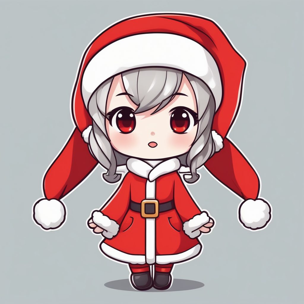 极简Q版卡哇伊圣诞少女系红色围巾造型