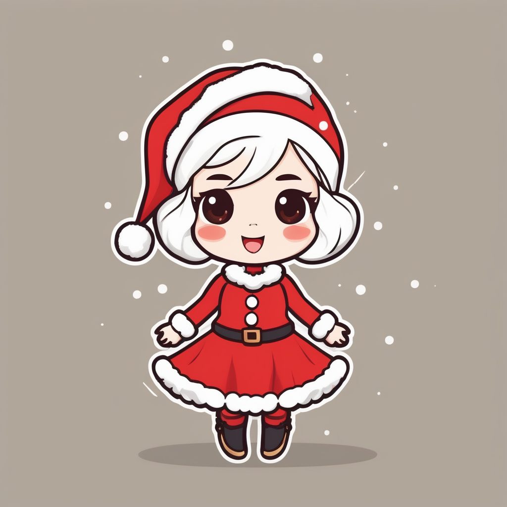 极简Q版可爱圣诞动漫少女转圈动作