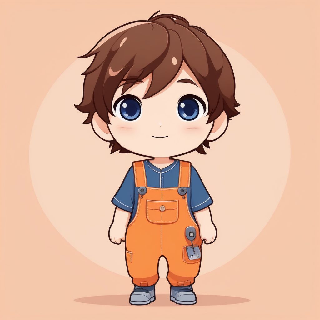 极简Q版蓝色眼睛动漫小男孩