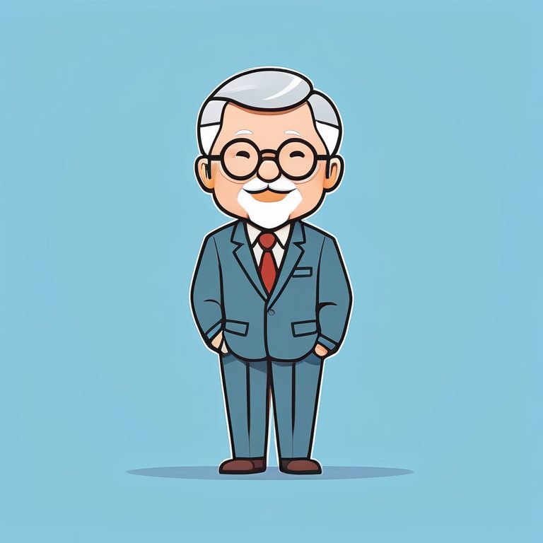 极简Q版老爷爷角色动漫画风清新创意