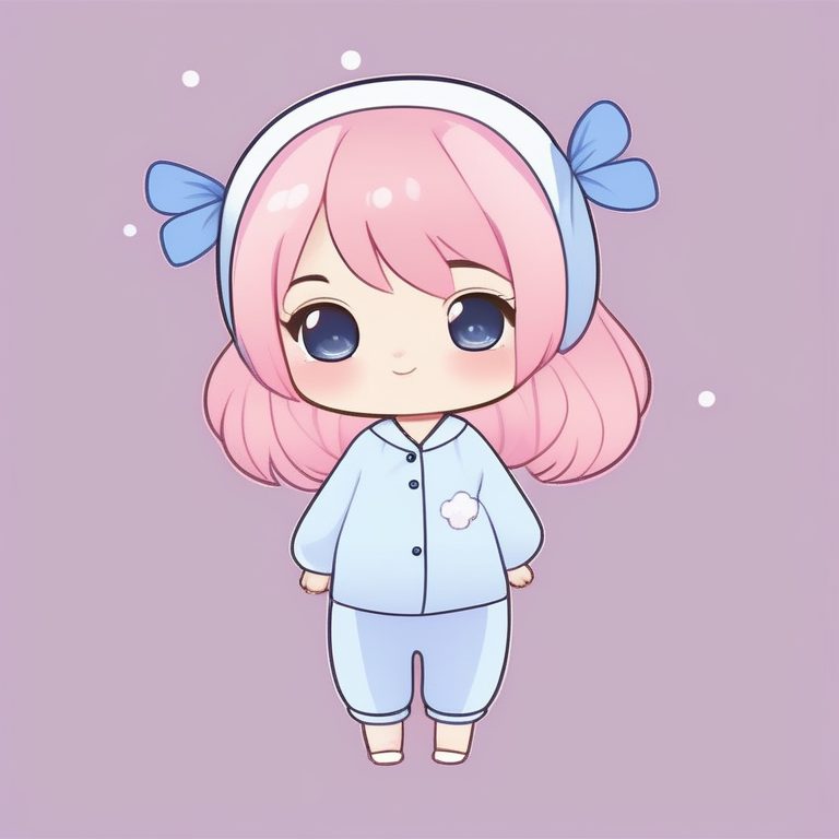 极简Q版萌系女孩:淡粉睡衣少女