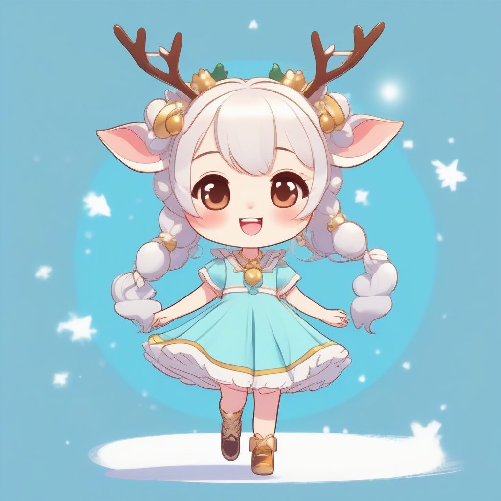 极简Q版麋鹿：欢快跳跃的动态肢体语言与柔和光影