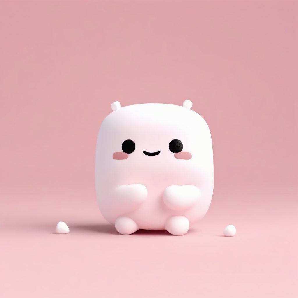 极简Q版棉花糖:3D哑光粘土全身,蓬松质感 1 极简Q版棉花糖:3D哑光粘土全身,蓬松质感