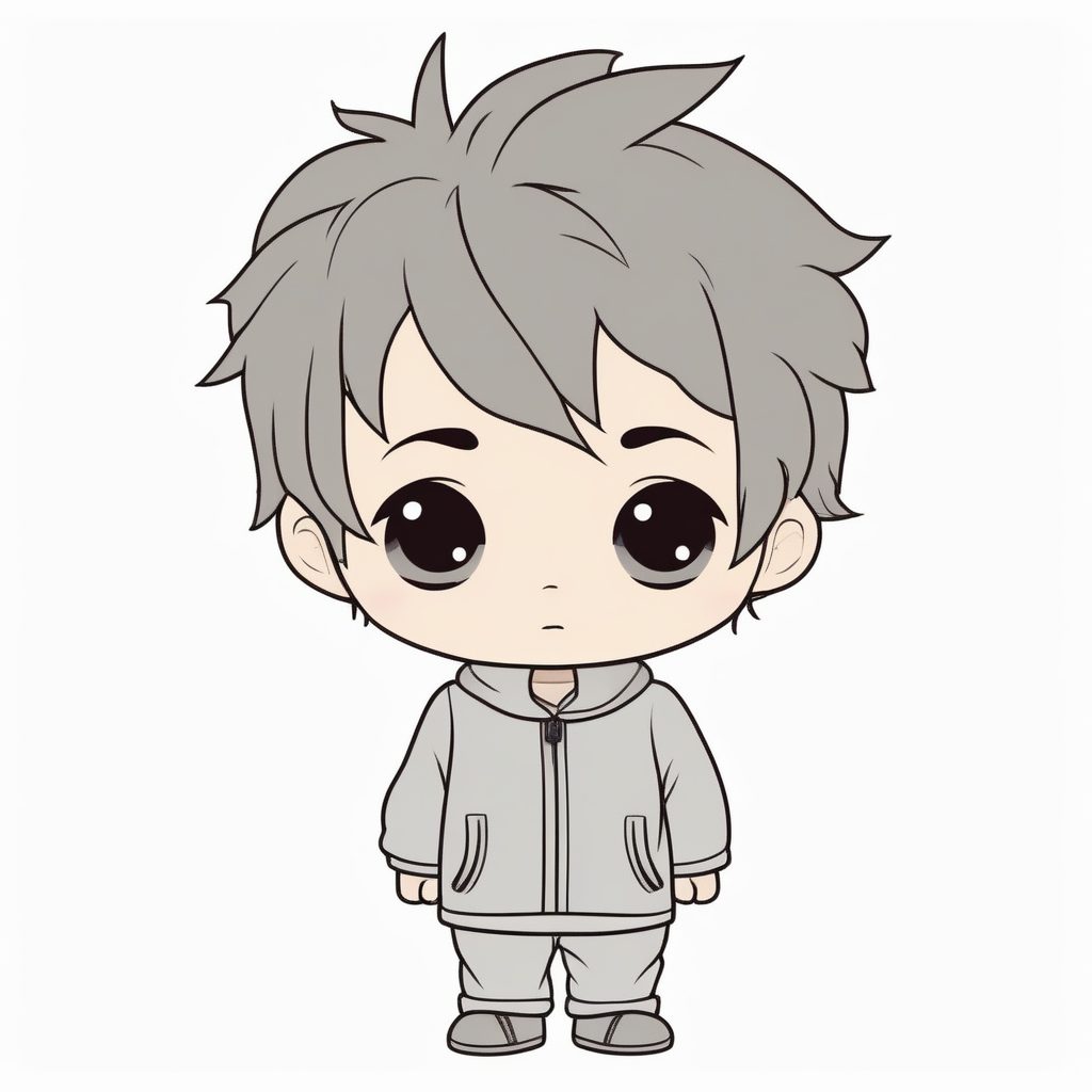 极简Q版男孩:灰色睡衣慵懒家居风