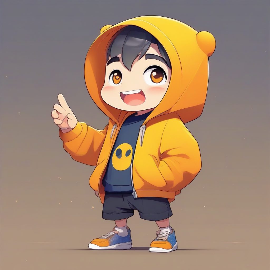 极简Q版男孩:亮黄色连帽衫动漫卡哇伊站立全身插画 7 极简Q版男孩:亮黄色连帽衫动漫卡哇伊站立全身插画