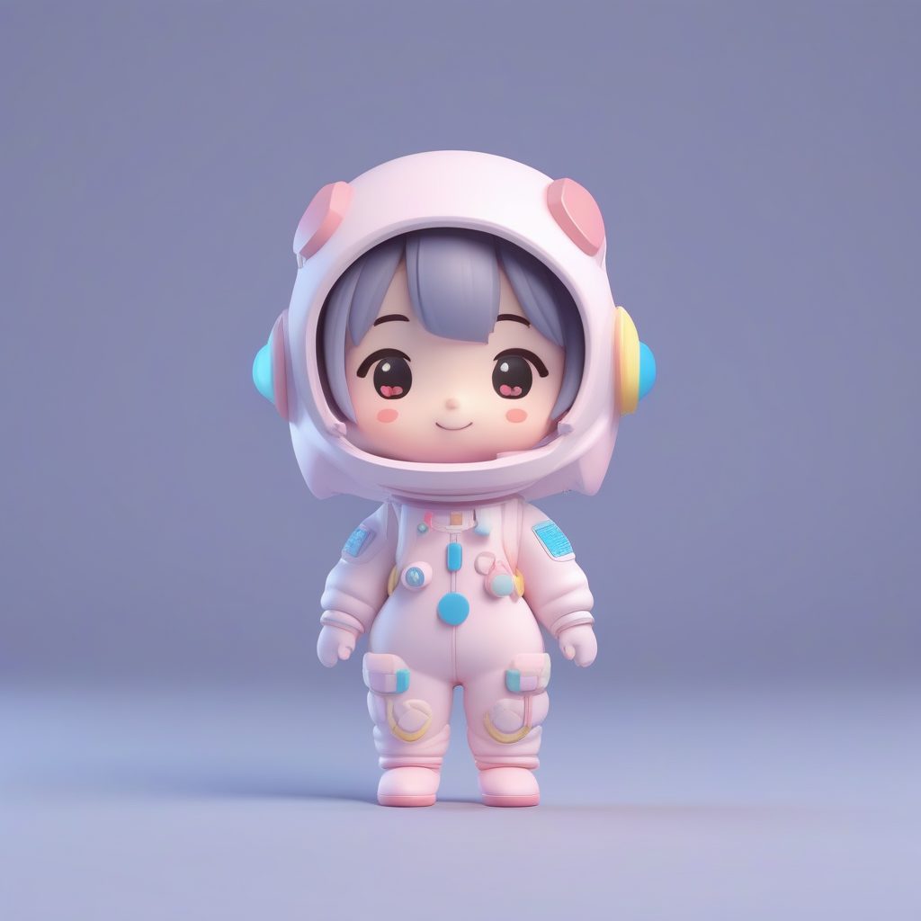 极简Q版粘土宇航员女孩盲盒手办