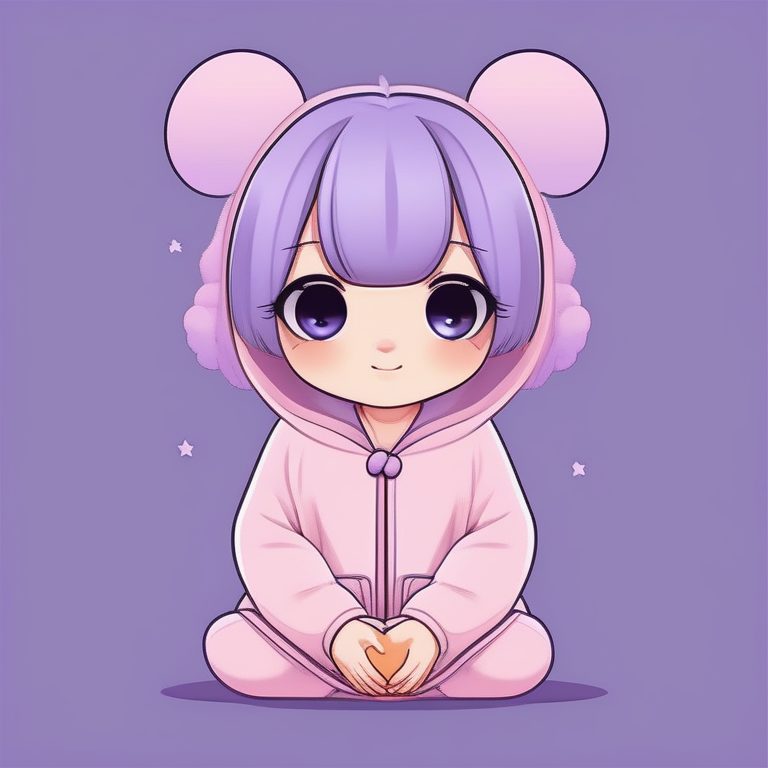 极简Q版女孩 睡衣萌萌风 全身可爱插画