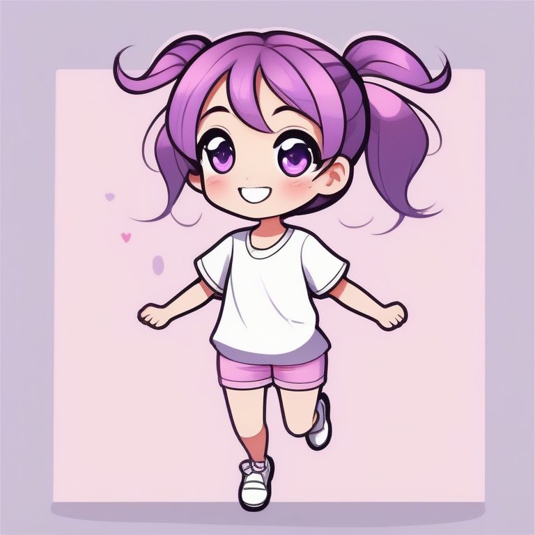 极简Q版女孩元气跳跃姿态