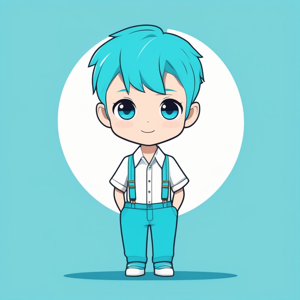 极简Q版青蓝发男孩冰爽装束