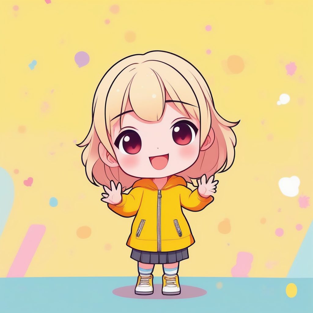 极简Q版人物设计：元气满满的可爱站姿女孩