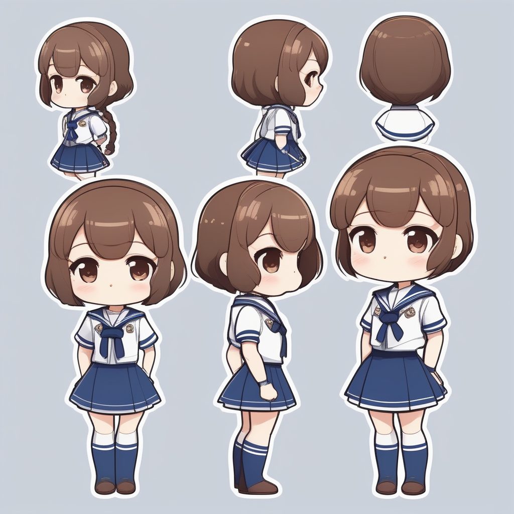 极简Q版少女蓝色水手服