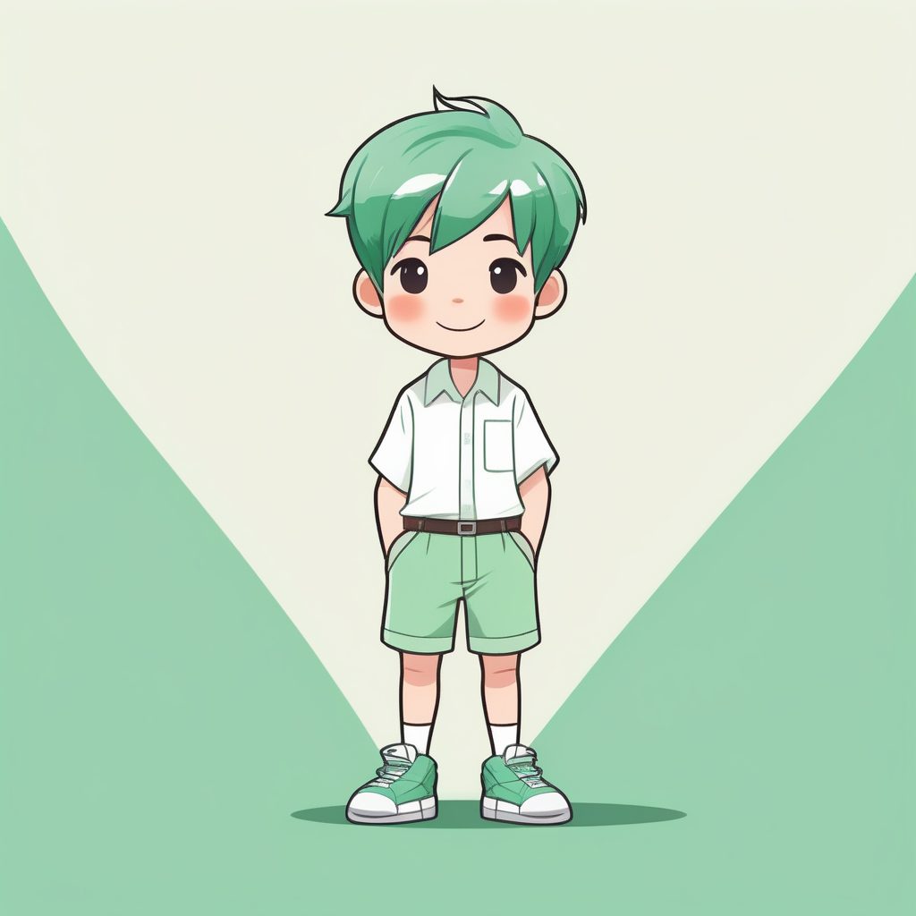 极简Q版深绿发男孩治愈风