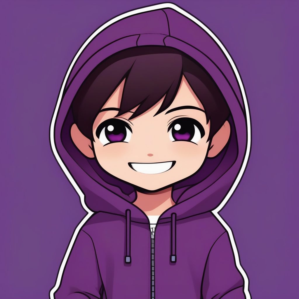 极简Q版深紫卫衣呆萌动漫男孩