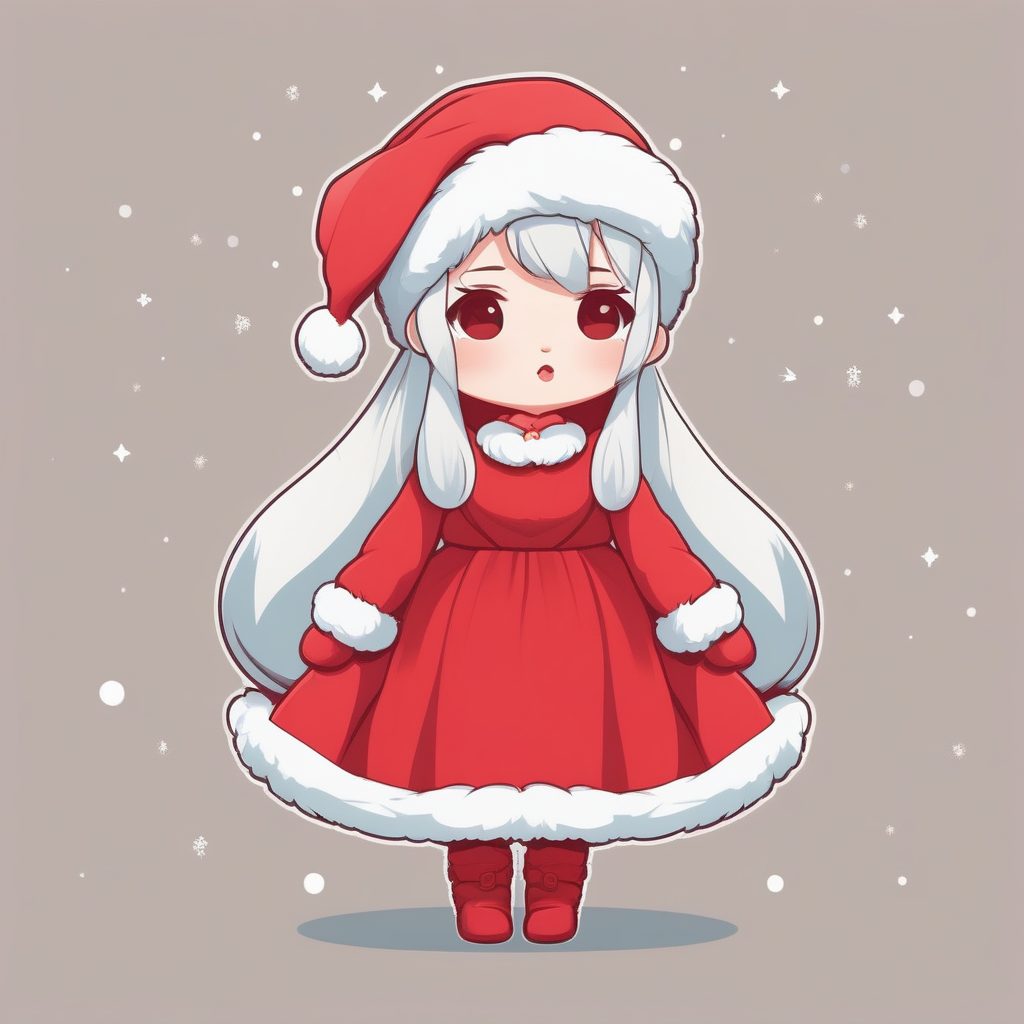 极简Q版圣诞动漫女孩嘟嘴卖萌