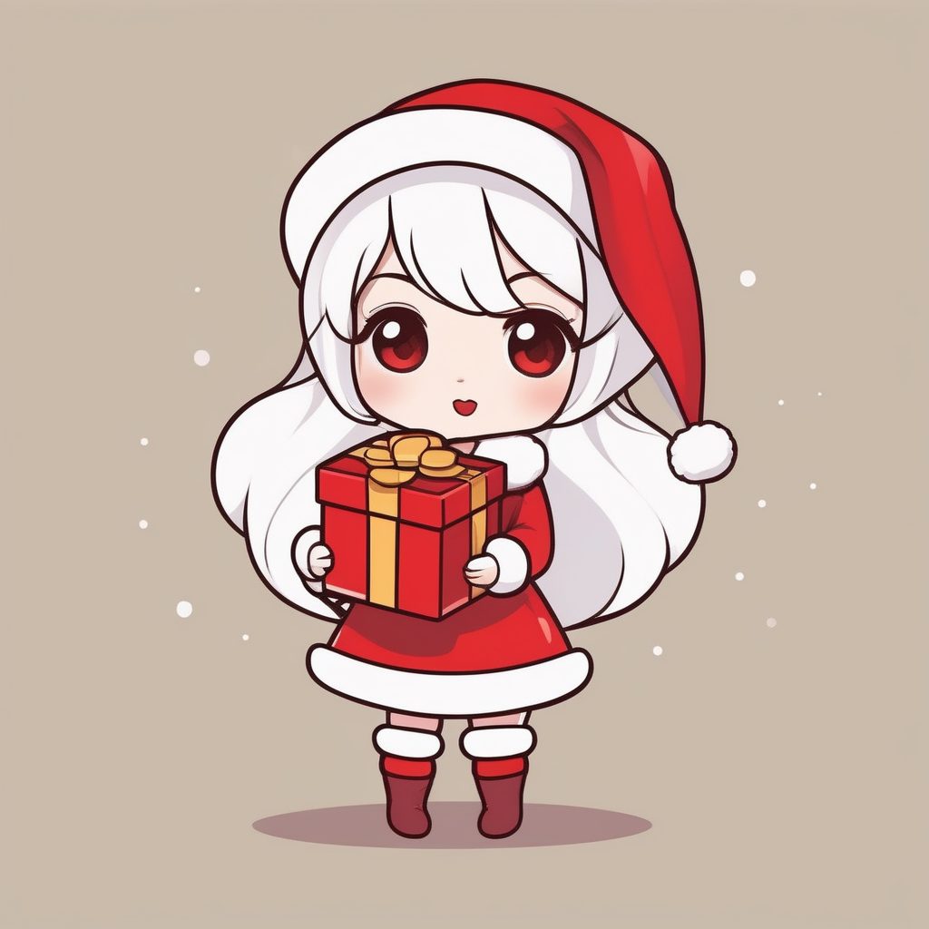 极简Q版圣诞动漫女孩礼物盒主题