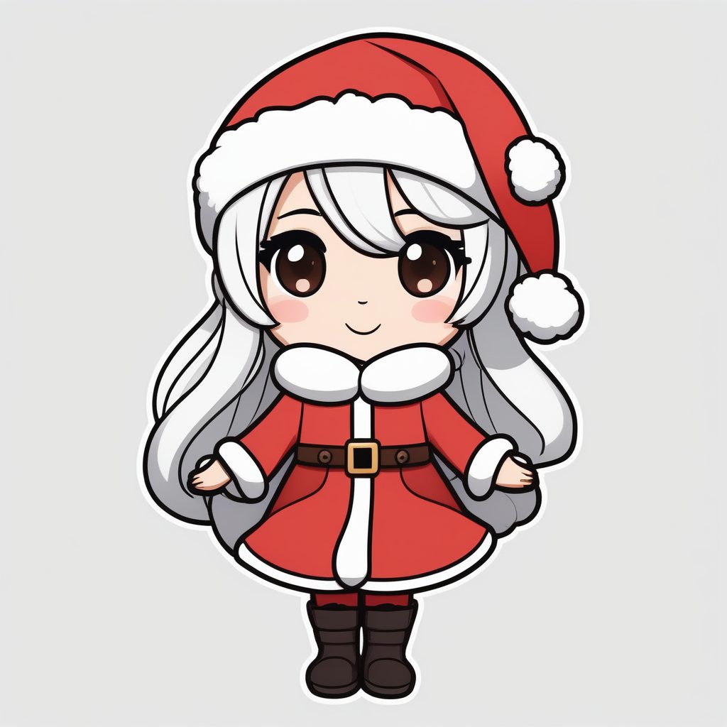 极简Q版圣诞动漫女孩站立微笑造型