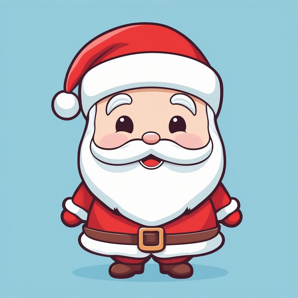 极简Q版圣诞老人带圣诞帽笑脸画像