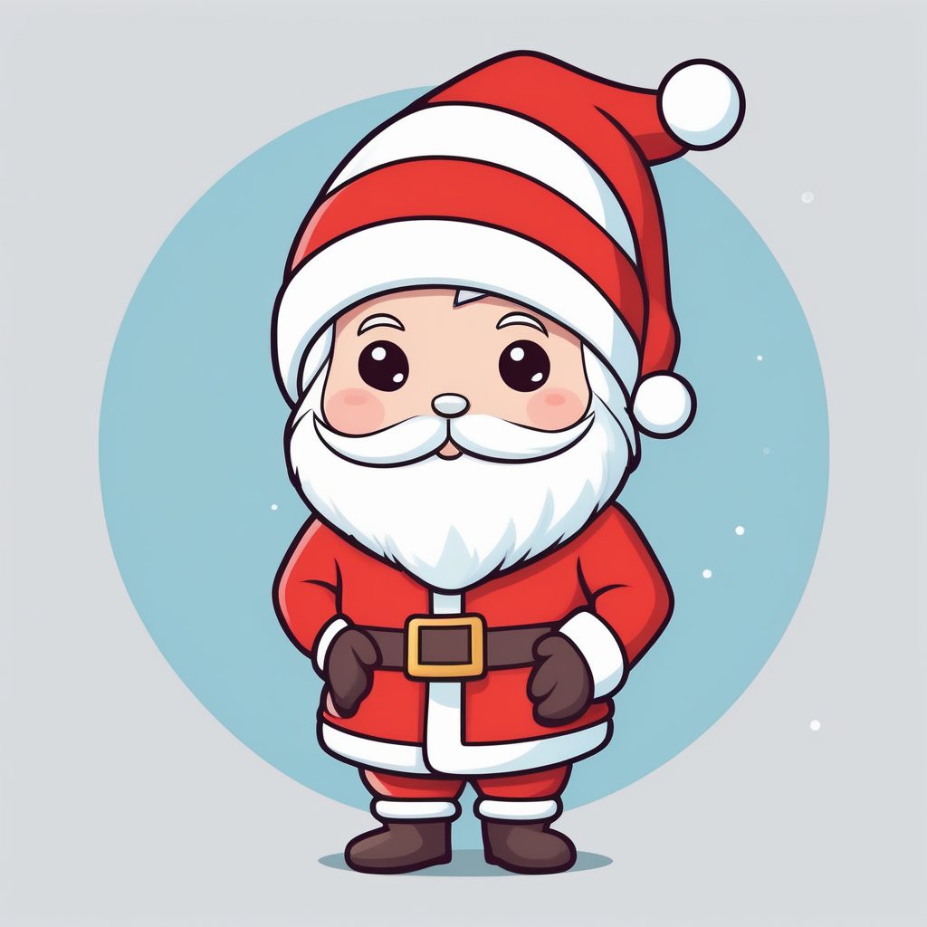 极简Q版圣诞老人戴围巾插画