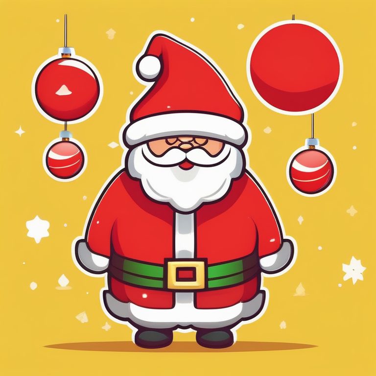 极简Q版圣诞老人动漫形象·黄色背景