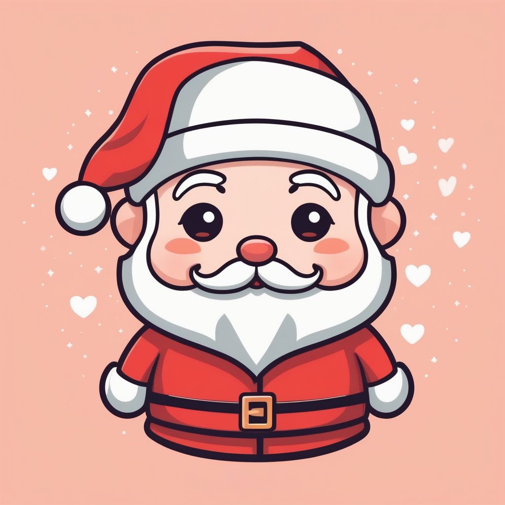 极简Q版圣诞老人双手比心全身插画