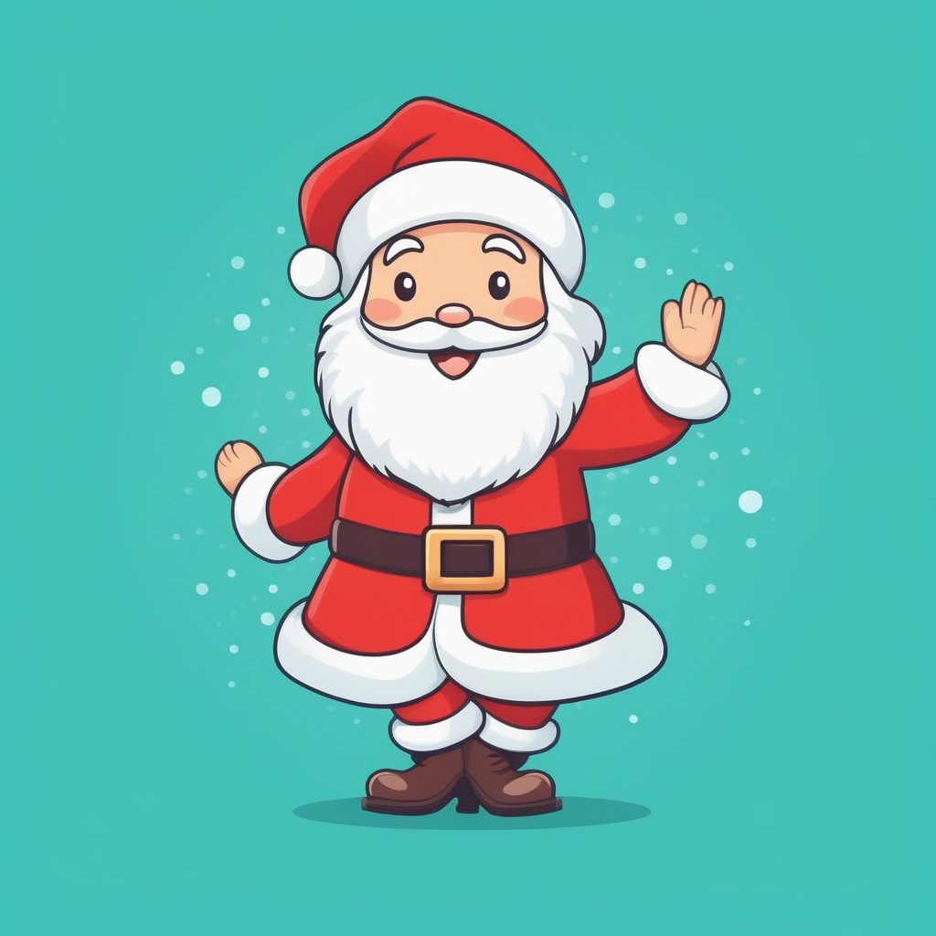 极简Q版圣诞老人踢踏舞姿插画