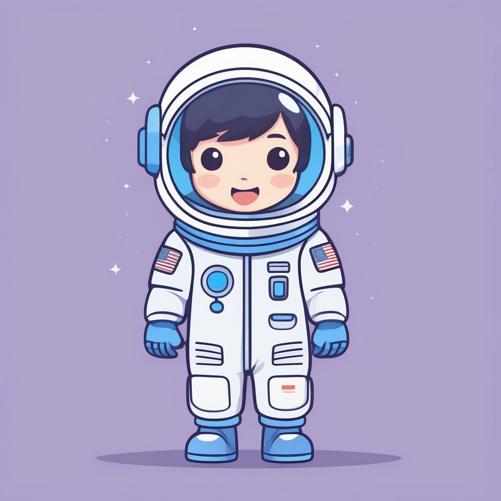 极简Q版太空男孩全身卡片插画