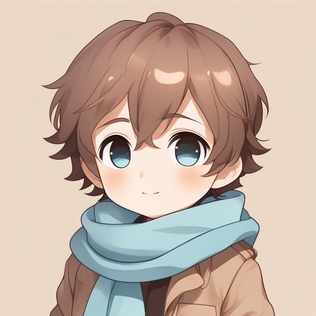 极简Q版天蓝围巾男孩可爱全身形象