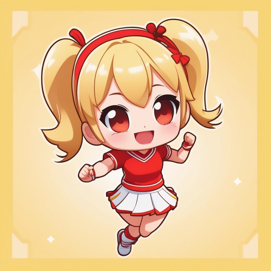 极简Q版跳跃姿势的啦啦队女孩