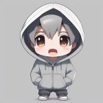 极简Q版卫衣男孩:柔和光线下的灰色街头风全身站立照 7 ji jian q ban wei yi nan hai rou he guang xian xia de hui se jie tou feng quan shen zhan li zhao