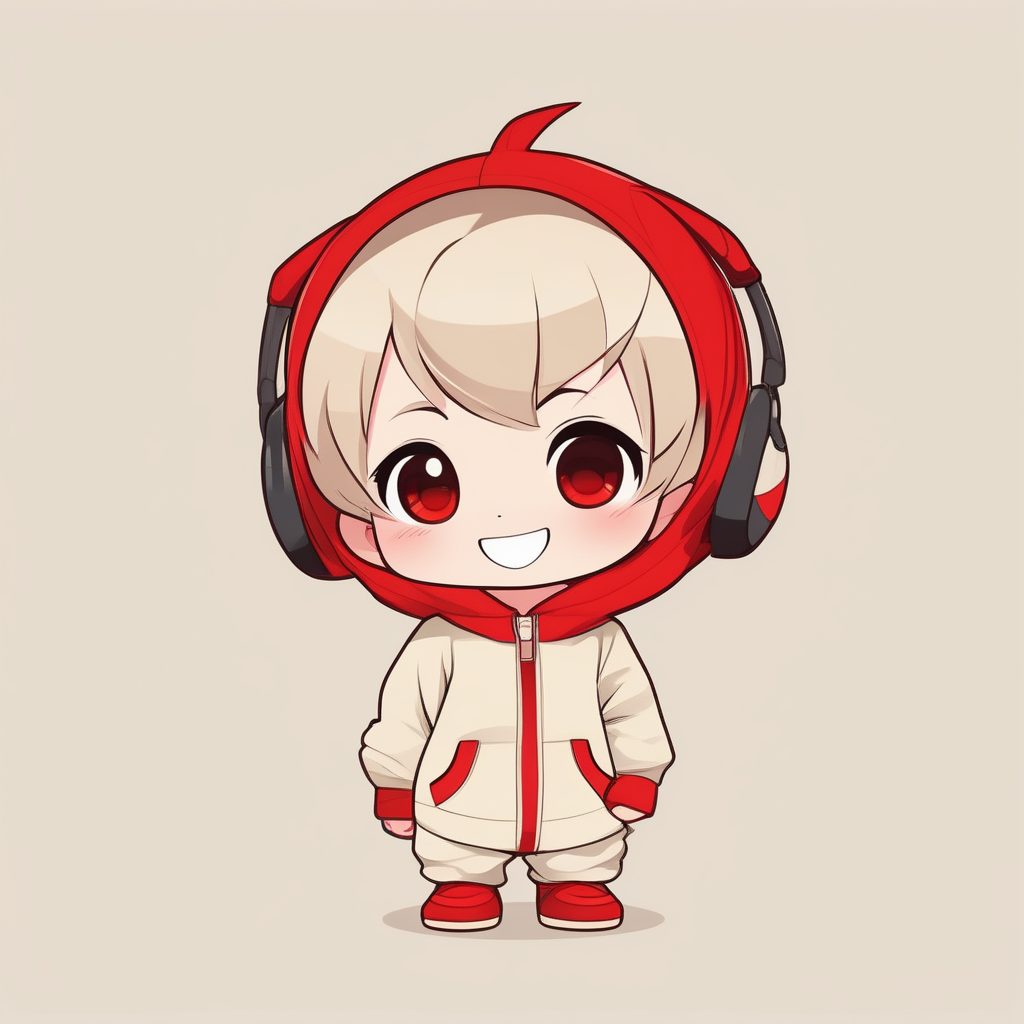 极简Q版笑脸红鞋男孩全身动漫形象