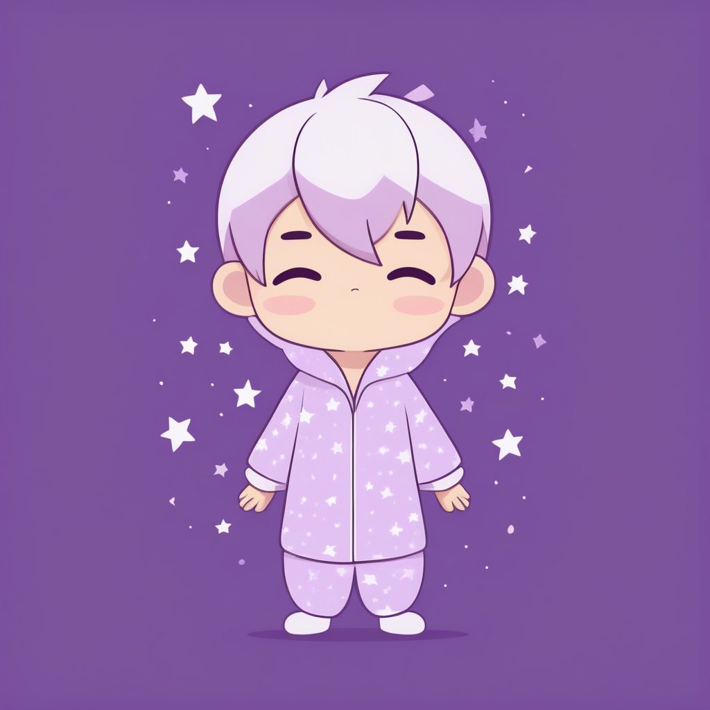 极简Q版星空睡衣男孩打哈欠