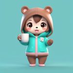 极简Q版熊仔睡衣女孩角色卡片 5 ji jian q ban xiong zi shui yi nyu hai jue se ka pian