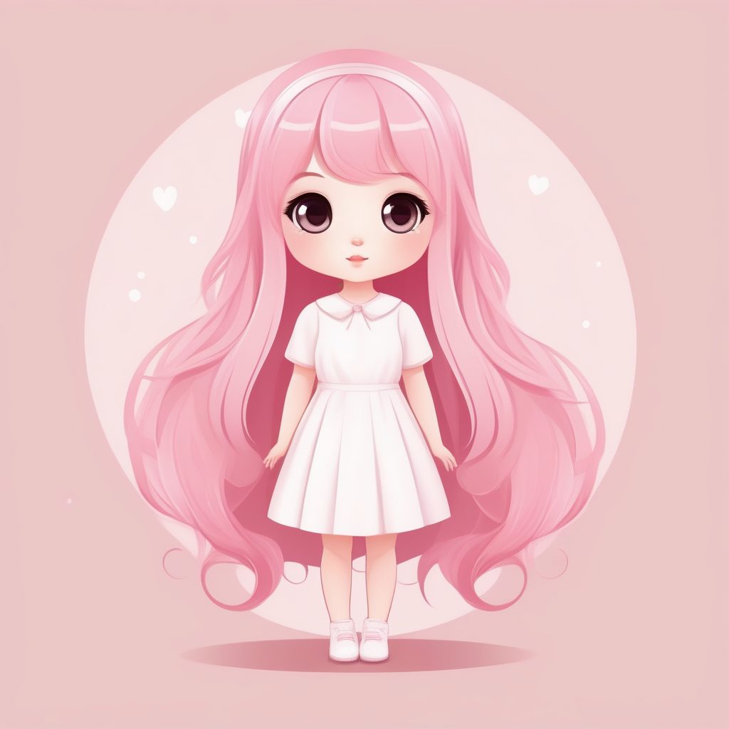 极简Q版樱粉长发女孩