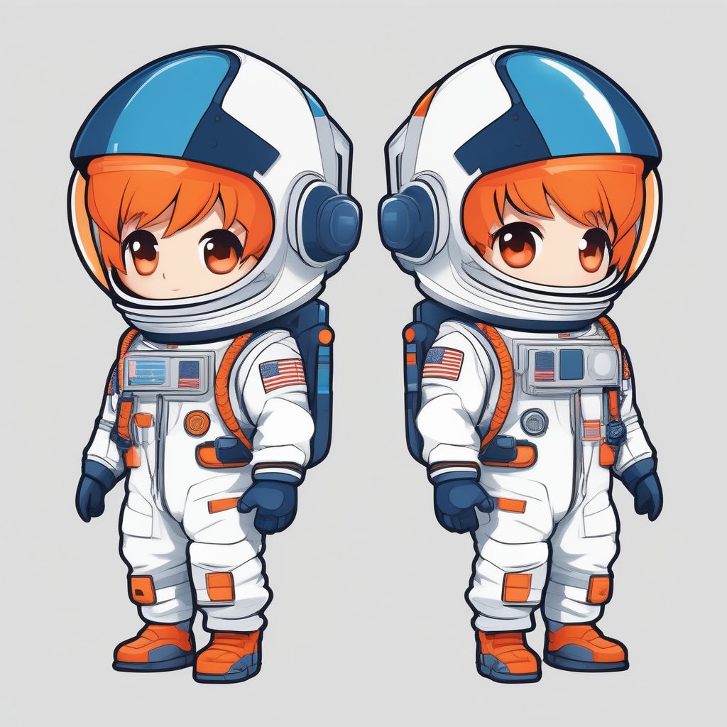 极简Q版宇航员男孩，无阴影平面设计