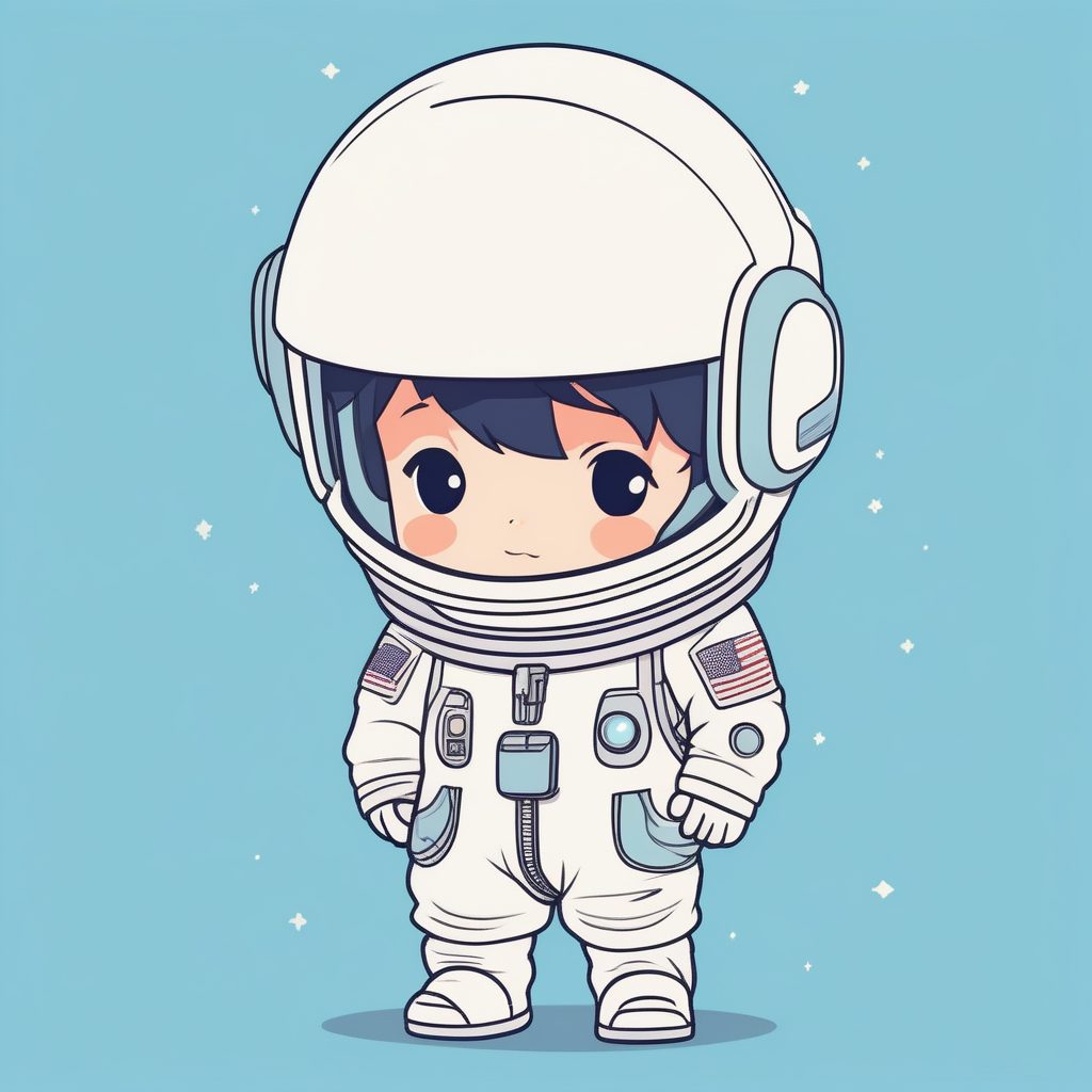 极简Q版宇航员男孩站姿角色卡（蓝背景）