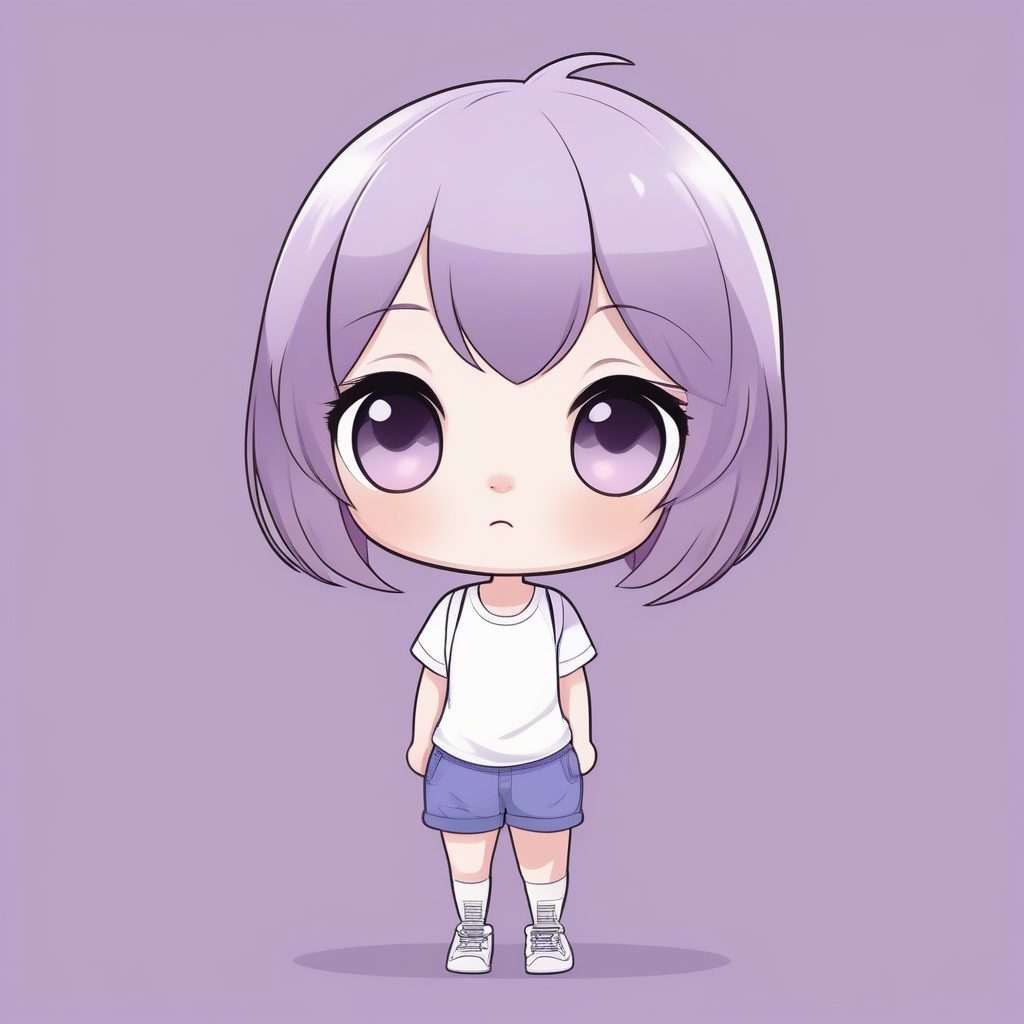 极简Q版紫发休闲女孩