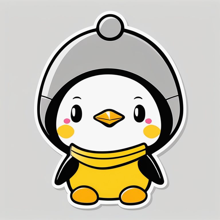 极简企鹅妹妹可爱插画