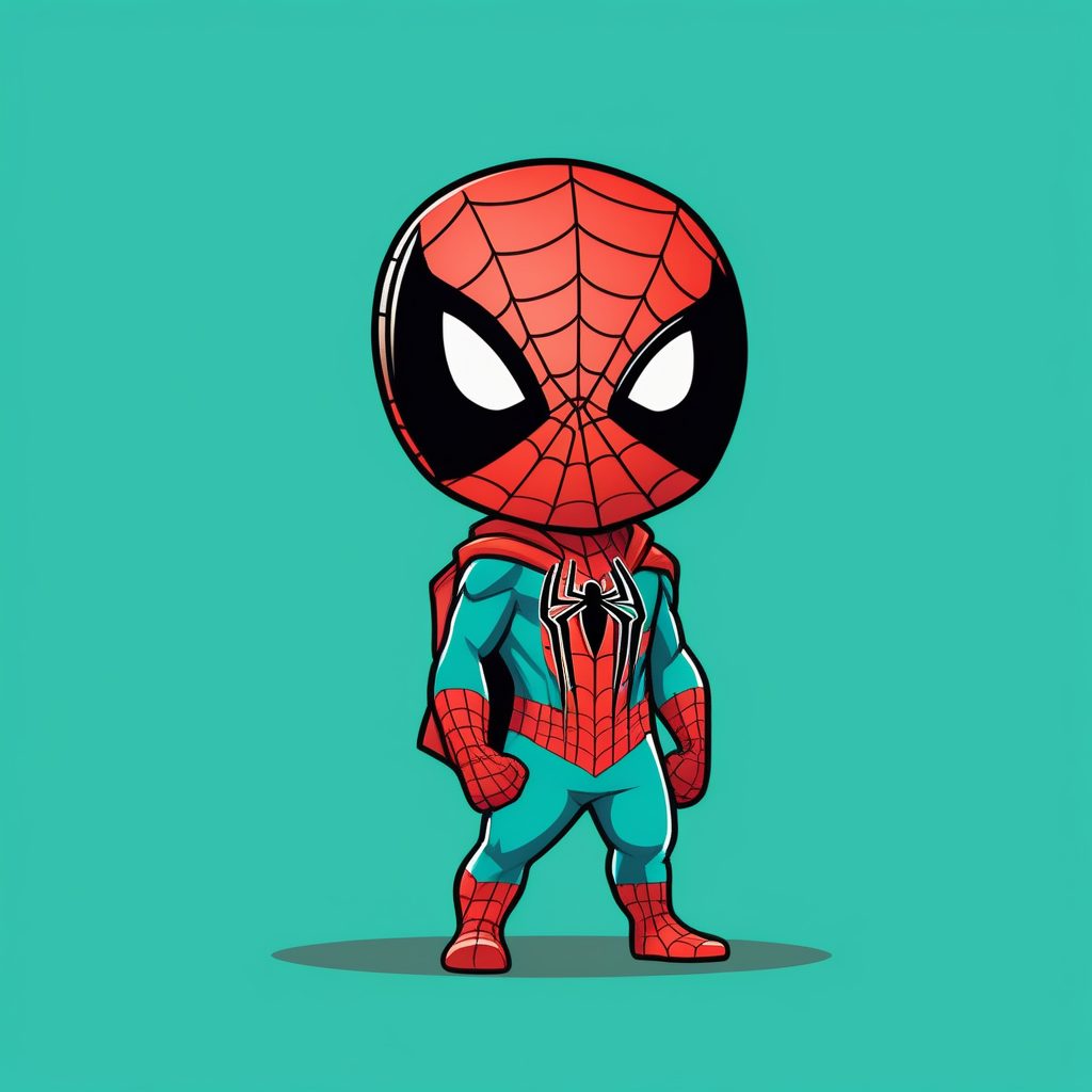 极简青色卡通Q版迈尔斯蜘蛛侠
