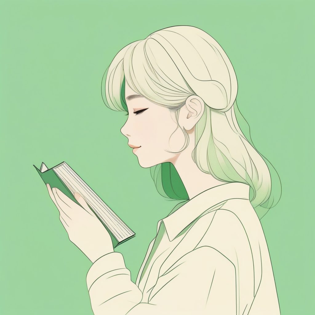 极简清新风：读书少女的侧面轮廓与治愈色调