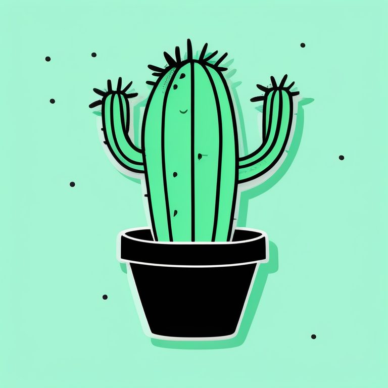 极简趣味涂鸦风格小仙人掌