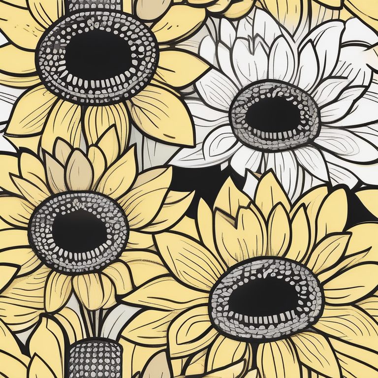 极简趣味线条风格下的微笑向日葵