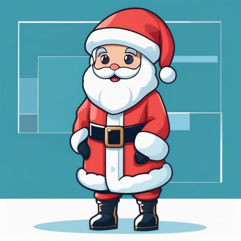 极简全身Q版圣诞老人动漫人物·蓝色背景