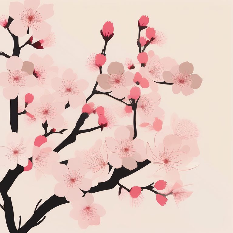 极简日系浮世绘风 | 一束樱花